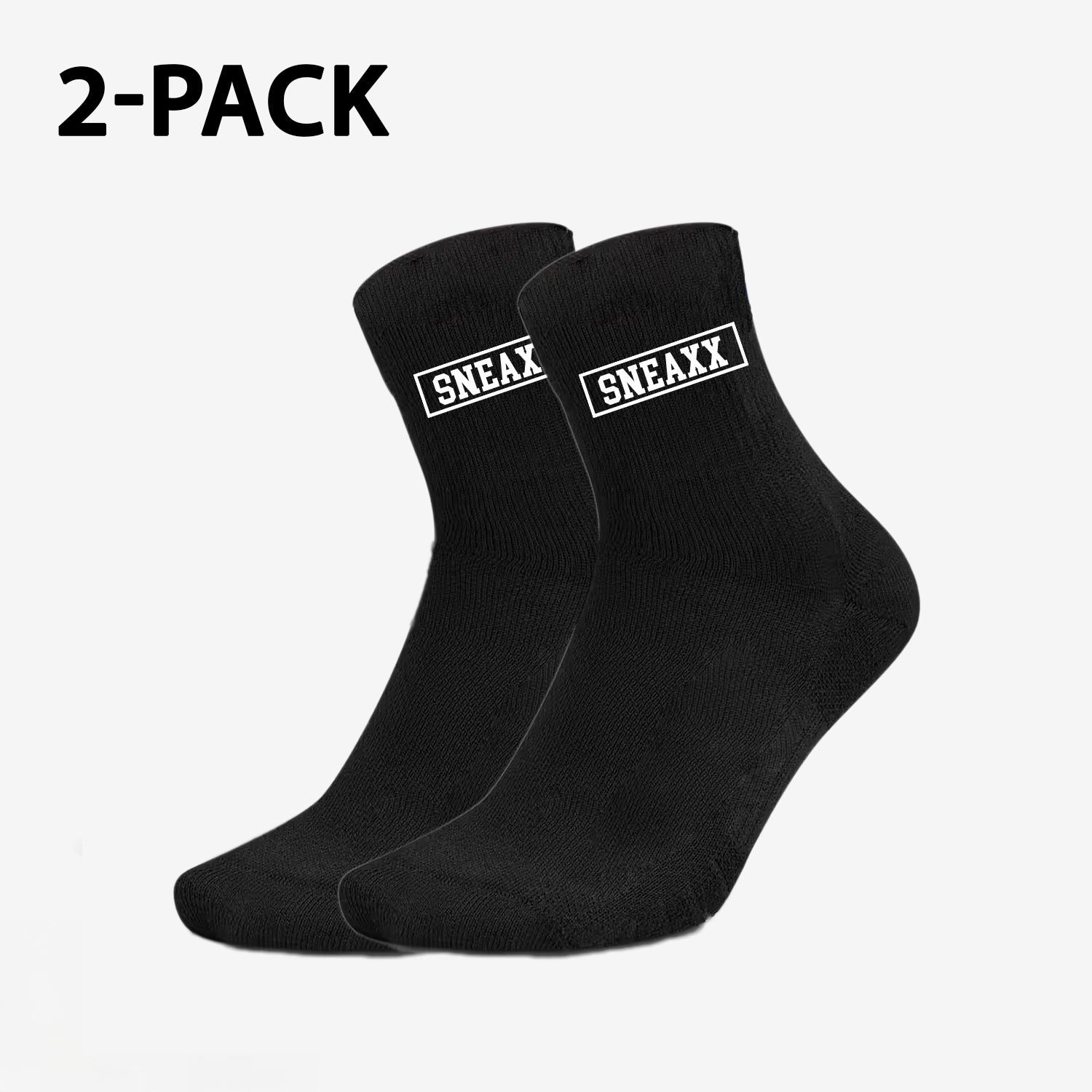2-Pack Half Cut Crew Socks - Unisex - Black